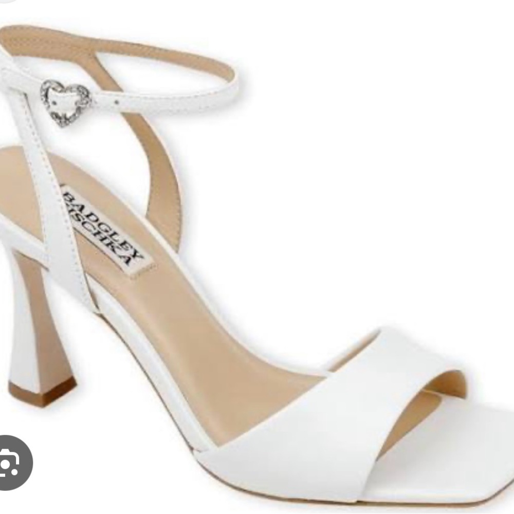 Badgley Mischka White Heels with Heart Accent